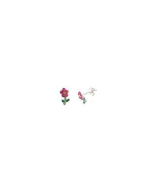PENDIENTE SALVATORE PLATA RODIO FLOR ESMALTE ROSA Y VERDE PENDIENTE SALVATORE PLATA RODIO FLOR ESMALTE ROSA Y VERDE