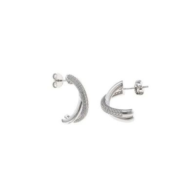 Pendientes Salvatore Doble Aro Plata Baño Rodio y Circonitas Pendientes Salvatore Doble Aro Plata Baño Rodio y Circonitas