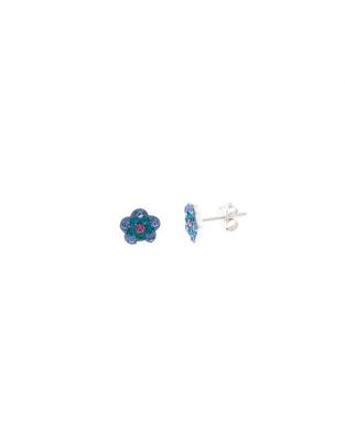 PENDIENTE SALVATORE PLATA RODIO FLOR ESMALTE AZUL CIRCONITAS PENDIENTE SALVATORE PLATA RODIO FLOR ESMALTE AZUL CIRCONITAS