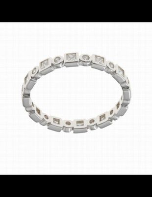 Anillo Plata Rodiada Salvatore Circonitas blancas en Cuadrados y Chatones