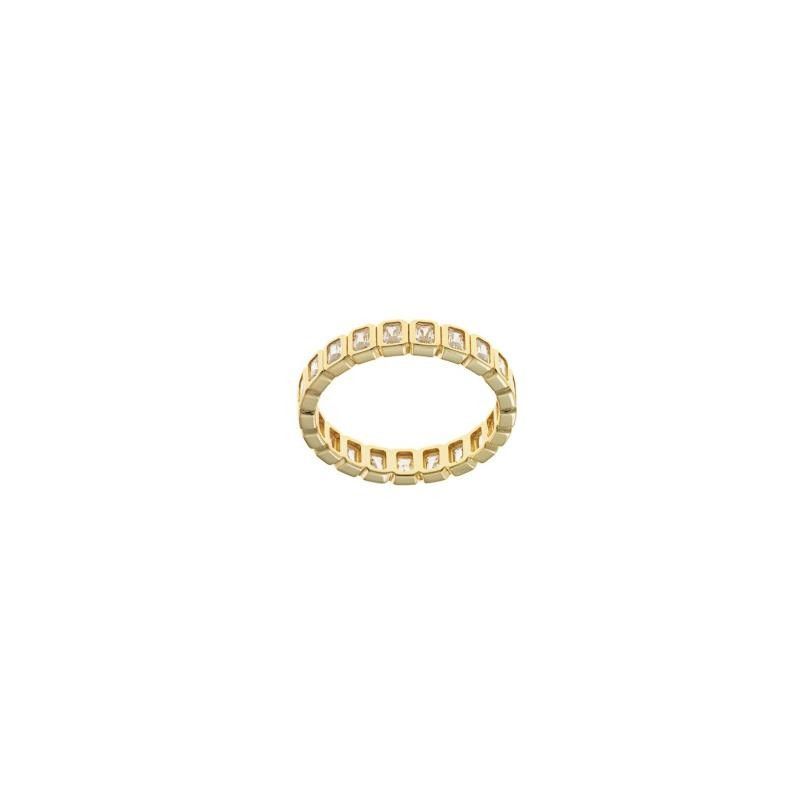 ANILLO  PLATA CHAPADO DORADO CIRCONITAS BLANCAS RECTANGULAR