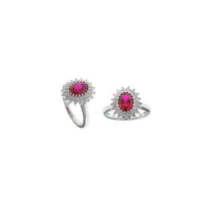 Anillo Salvatore Legacy Plata Baño Rodio, Circonitas blancas y Rubí