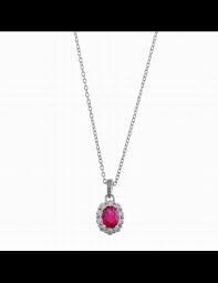 Collar Plata Baño Rodio Salvatore. Orla de Circonitas con Circonita RubÍ