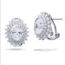 Pendientes Plata Rodiada Salvatore Roseta Oval Circonita Blanca