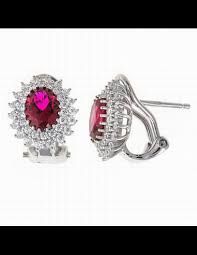 Pendientes Salvatore Legacy Plata Baño Rodio y Circonitas blancas y Rubí