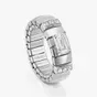 Anillo elástico de acero, plata y circonita baguette XTE