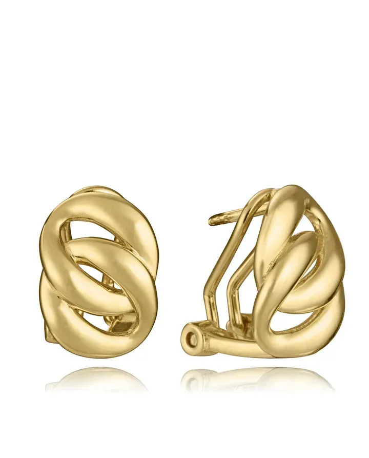 Pendientes de plata de primera ley con baño de oro forma de eslabones Pendientes de plata de primera ley con baño de oro forma de eslabones