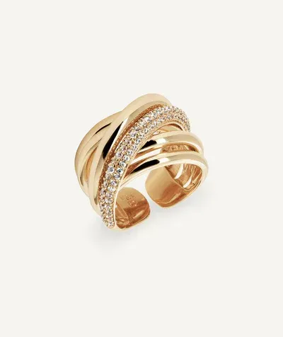 Anillo tiras entrelazados Idilia con circonitas