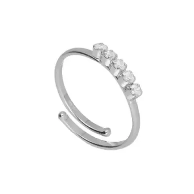 Anillo  Victoria cruz ajustable mini circonitas crystal elaborado en plata