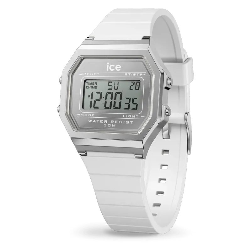 RELOJ ICE digit retro White Silver
