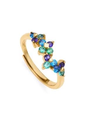 Anillo viceroy Elegant de plata de ley bañado en oro con circonitas en forma de petalos Anillo viceroy Elegant de plata de ley bañado en oro con circonitas en forma de petalos