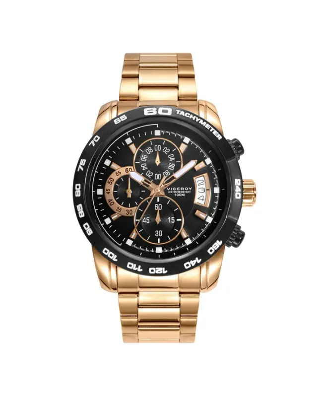 Reloj de hombre Heat cronógrafo de acero en Ip dorado