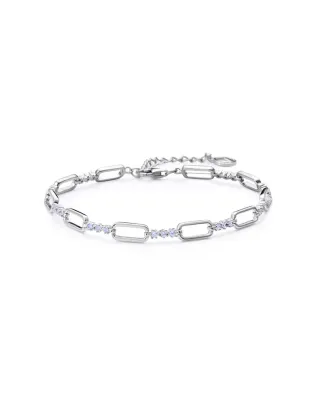 Pulsera de plata de primera ley con baño de rodio con eslabones Pulsera de plata de primera ley con baño de rodio con eslabones