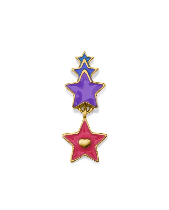 Motivo de mujer de acero Ip dorado con estrellas
