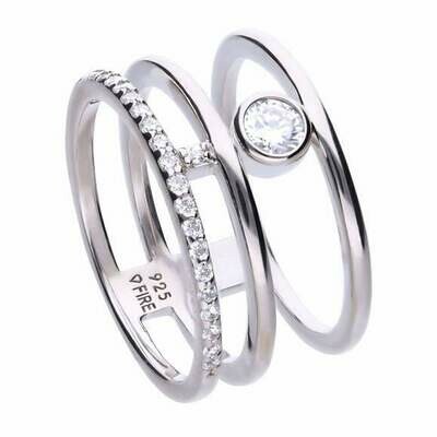 ANILLO DIAMONFIRE  triple de plata con circonitas