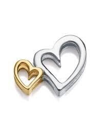 ​Motivo de acero IP dorado con dos corazones bitono