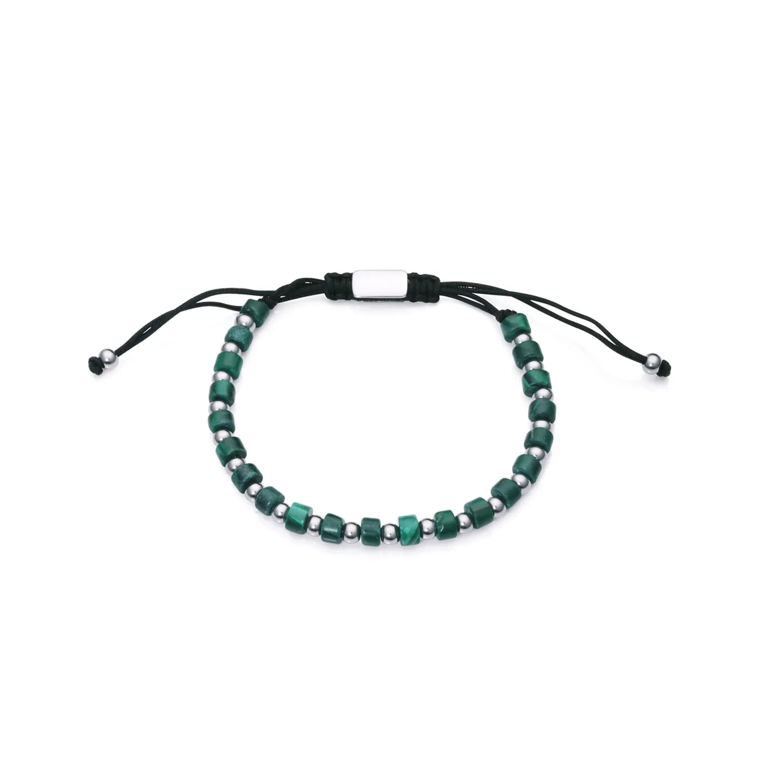 Pulsera  VICEROY Magnum en acero con malaquita y bolas en acero