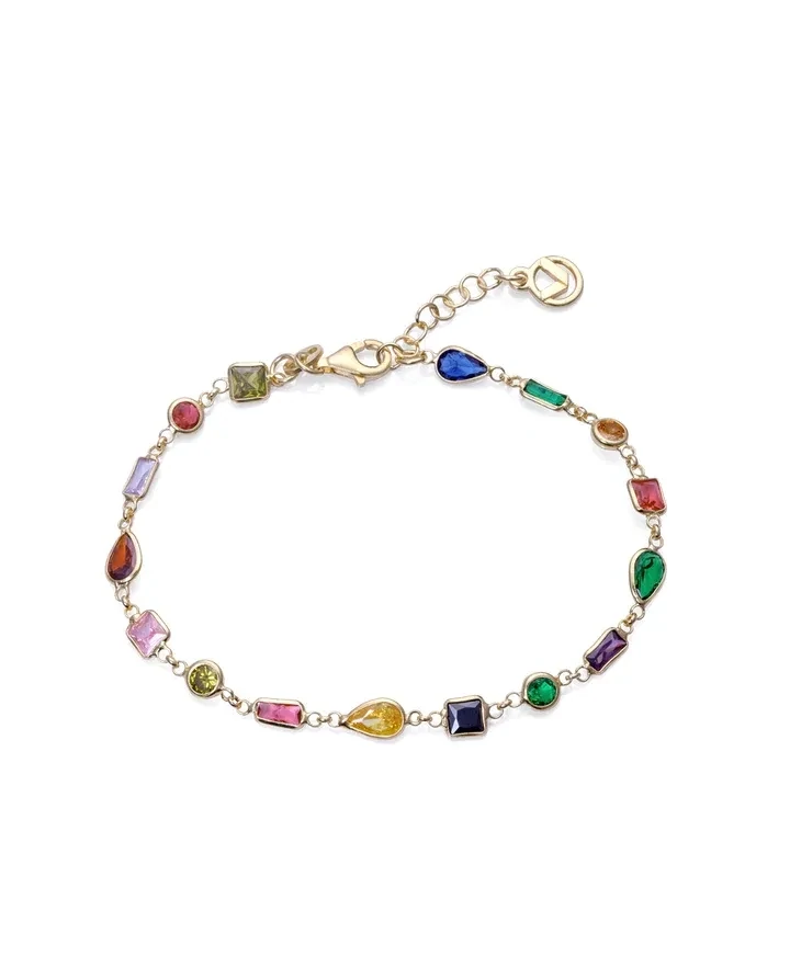 Pulsera  VICEROY cadena Elegant de plata de ley con baño de oro y circonitas con formas de colores engarzadas
