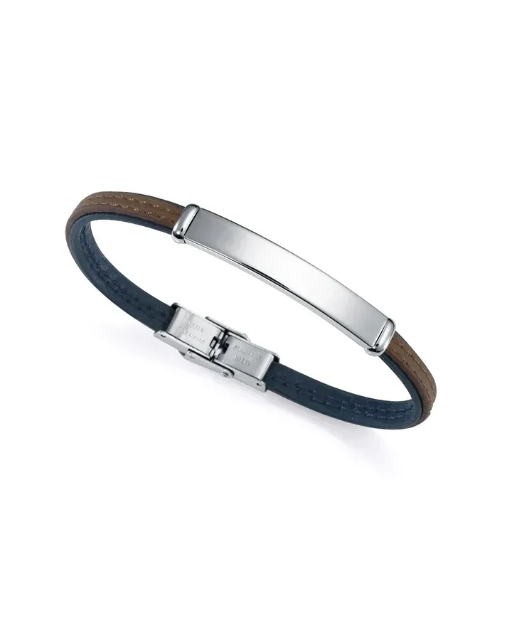 Pulsera viceroy Eco de acero reciclado con correa vegana azul y marron