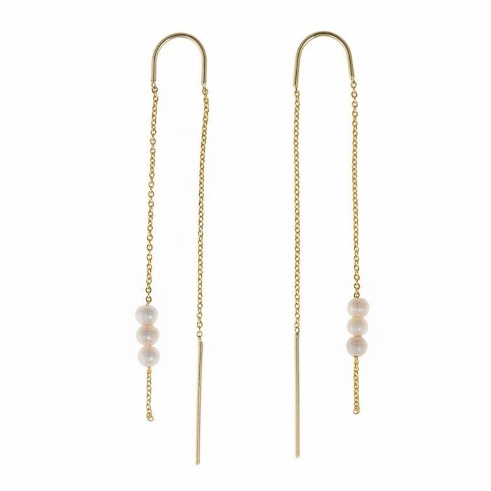 Pendientes Salvatore Legacy Cadena Plata Baño Oro y Perlas Agua Dulce Pendientes Salvatore Legacy Cadena Plata Baño Oro y Perlas Agua Dulce