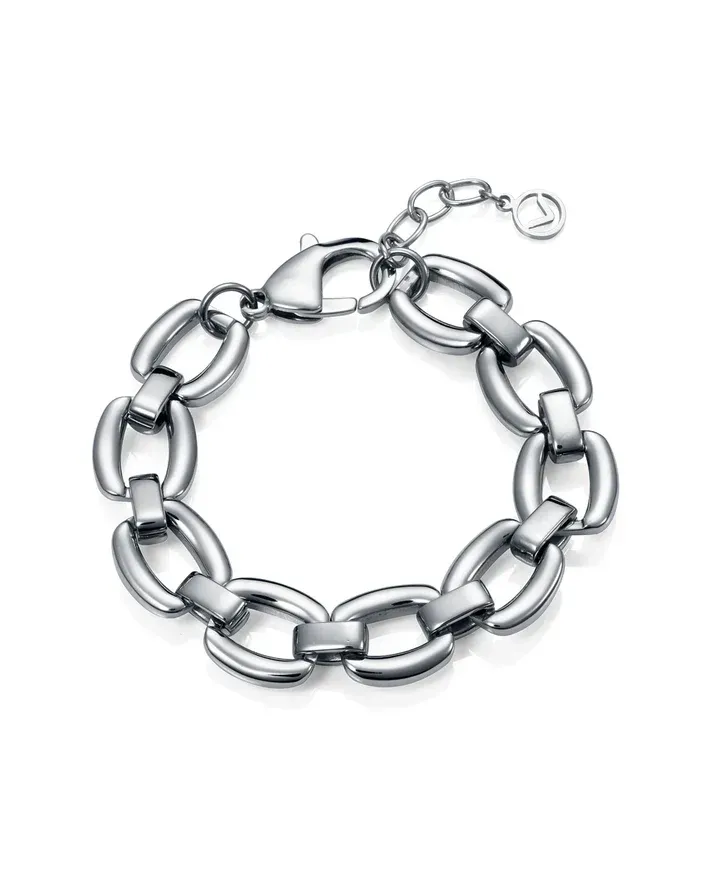 Pulsera de acero colección de Laura Escanes, con eslabones grandes, de mujer largo 17,5 + 2 cm extensión.