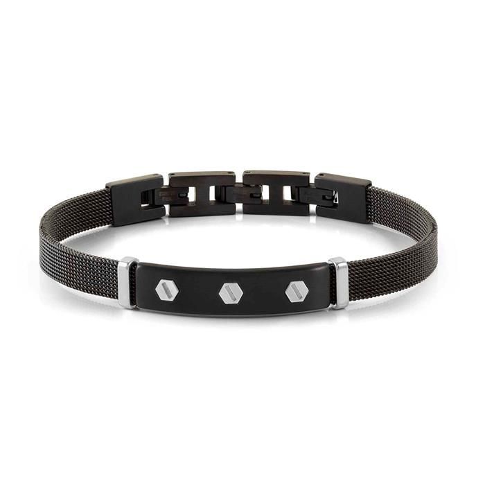 Pulsera Nomination SeaLover Acero Negro y Plateado Tuercas Hombre