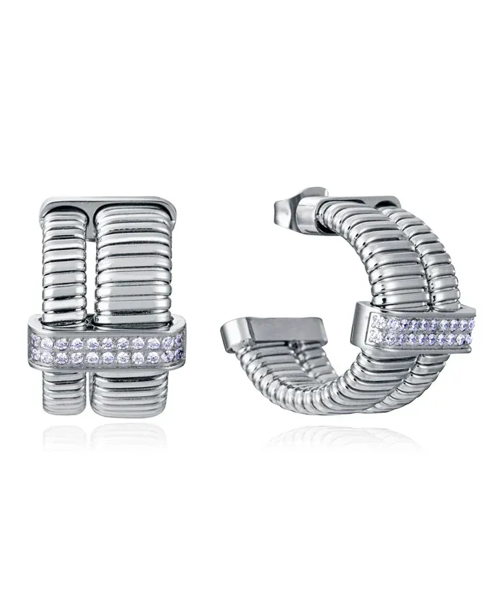 Pendientes dobles de acero colección Laura Escanes tubogas