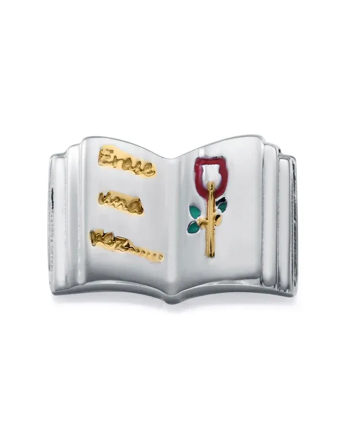 Motivo de mujer de acero e Ip dorado y diseño de libro