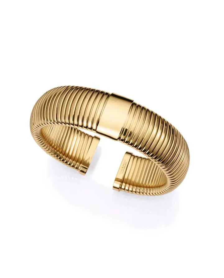Pulsera de acero Ip dorado colección Laura Escanes tubogas