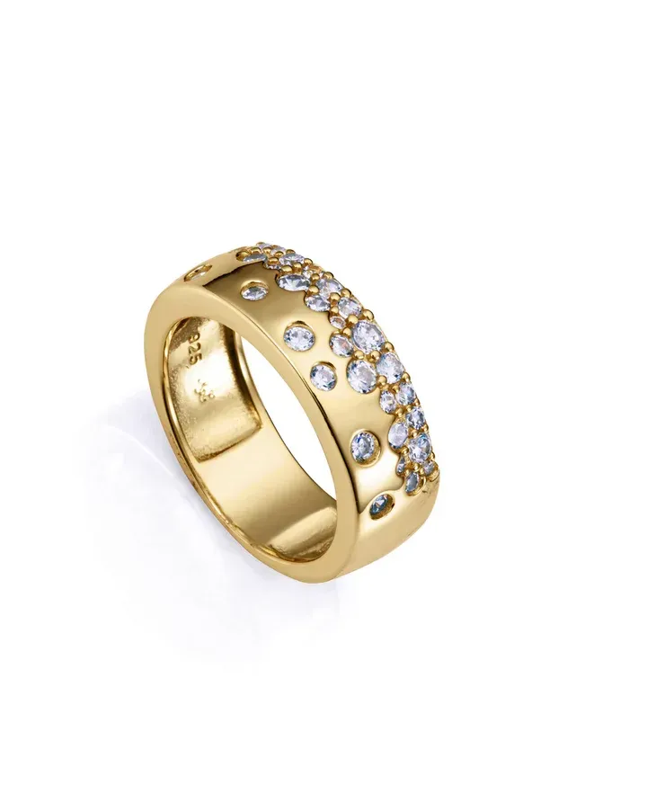 Anillo de plata de primera ley con baño de oro con circonitas Anillo de plata de primera ley con baño de oro con circonitas