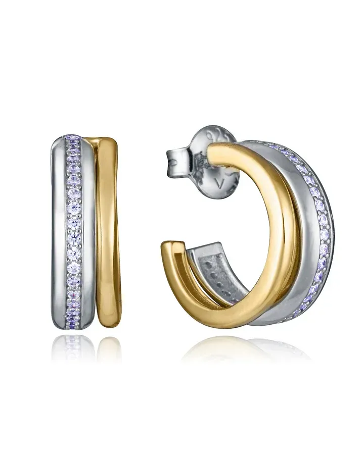 Pendientes de plata de primera ley con dos aros abiertos uno extraible Pendientes de plata de primera ley con dos aros abiertos uno extraible