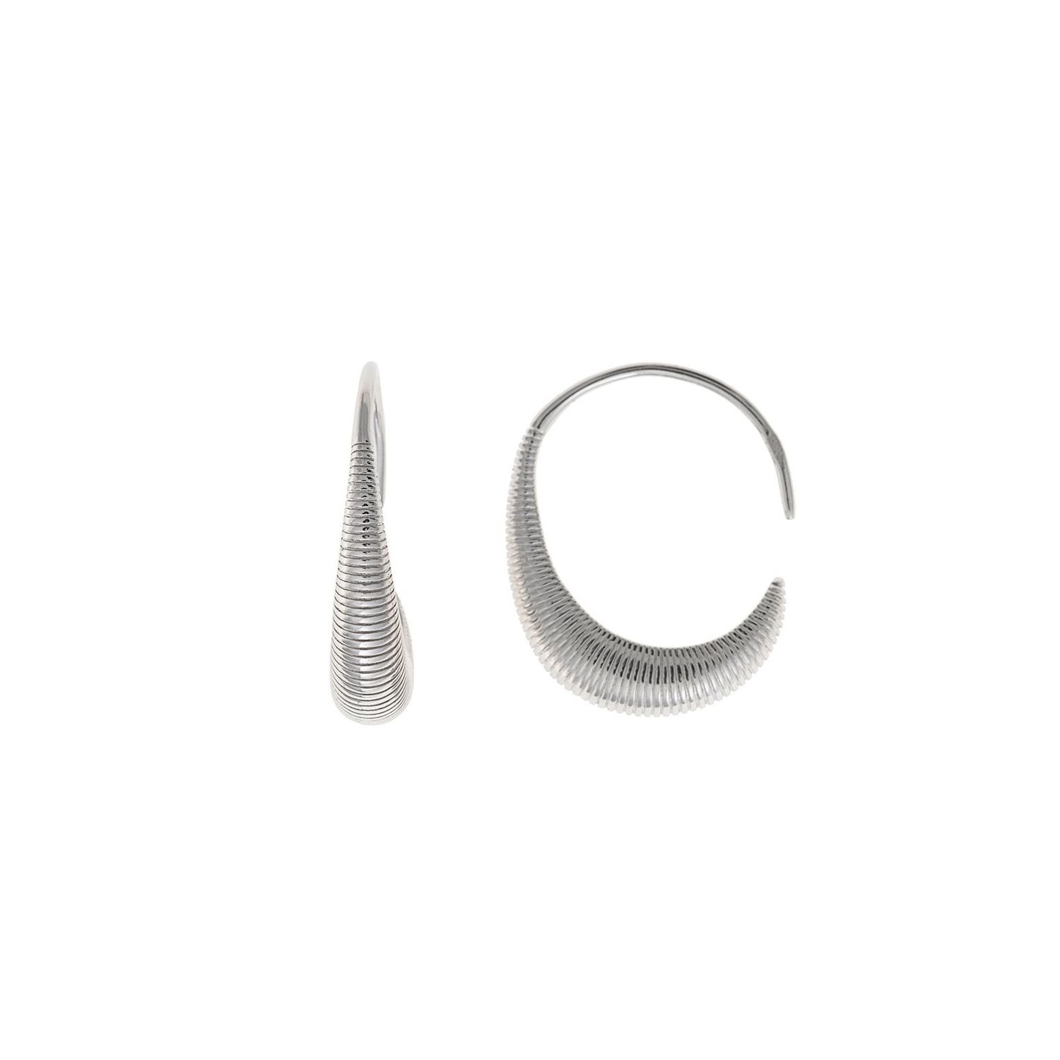 PENDIENTES PLATA RODIO ARO ESTRIADO GANCHO