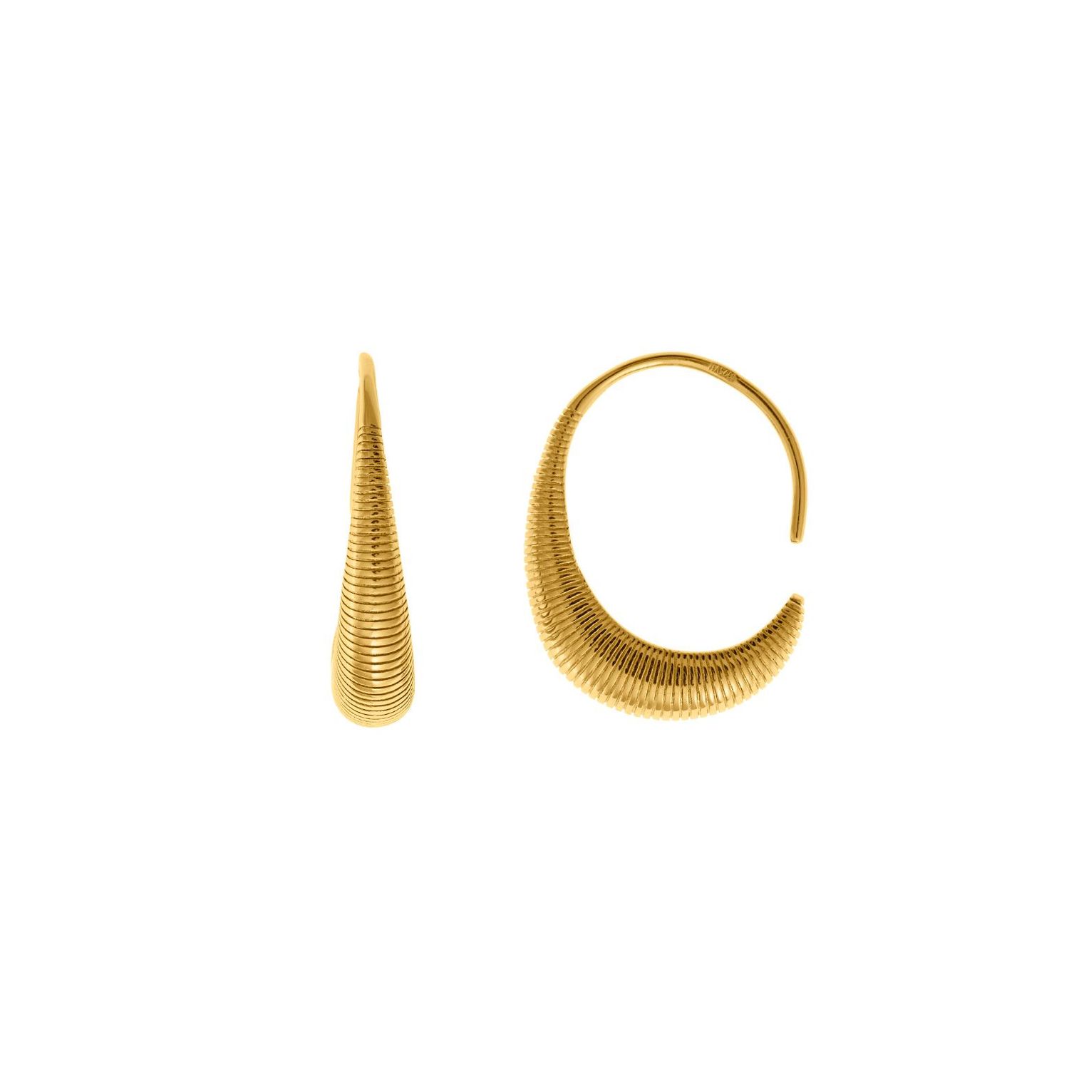 PENDIENTES PLATA CHAPADO DORADO ARO ESTRIADO GANCHO