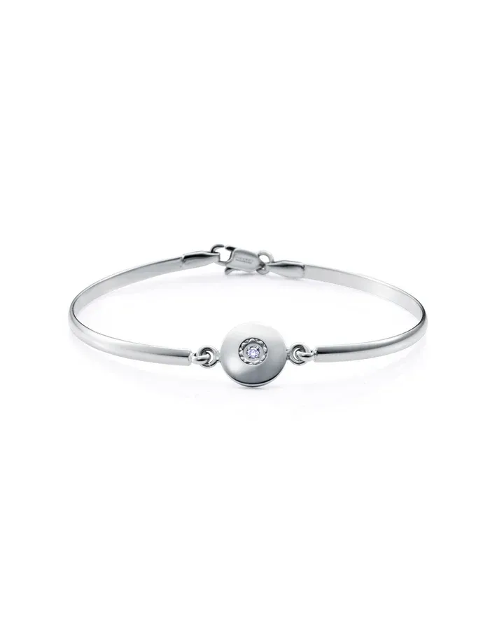 Pulsera de mujer de acero semi rigida colección Laura Escanes con diamante creado