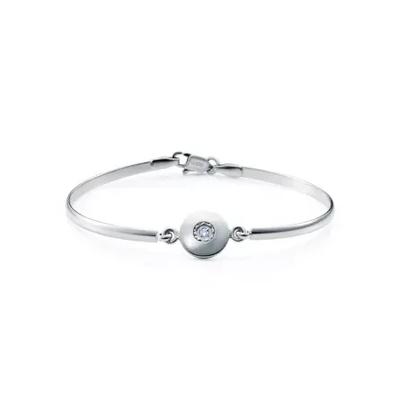 Pulsera de mujer de acero semi rigida colección Laura Escanes con diamante creado Pulsera de mujer de acero semi rigida colección Laura Escanes con diamante creado
