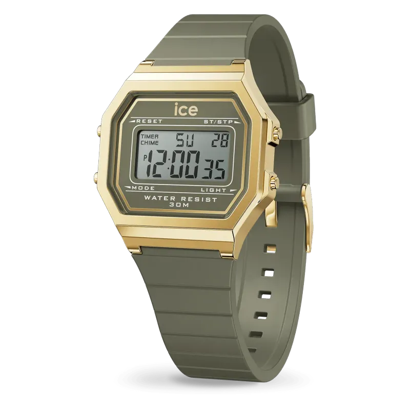 RELOJ ICE digit retro Khaki Gold