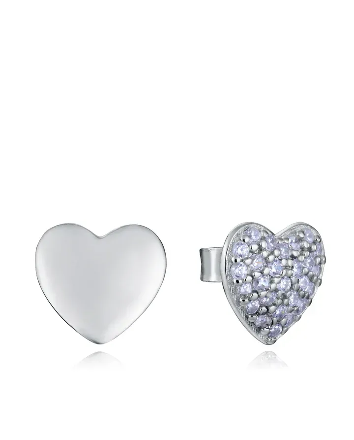 Pendientes de plata de primera ley con baño de rodio con forma de corazón Pendientes de plata de primera ley con baño de rodio con forma de corazón