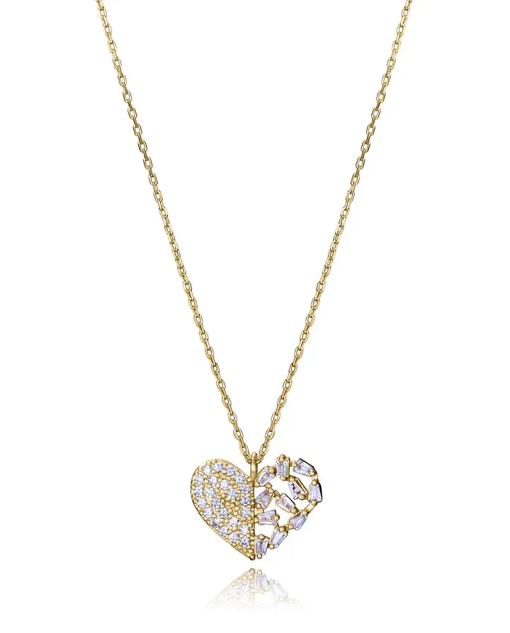 Collar de plata de primera ley con baño de oro con corazón