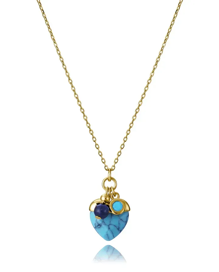 Collar de plata de primera ley con baño de oro, colgante con piedras
