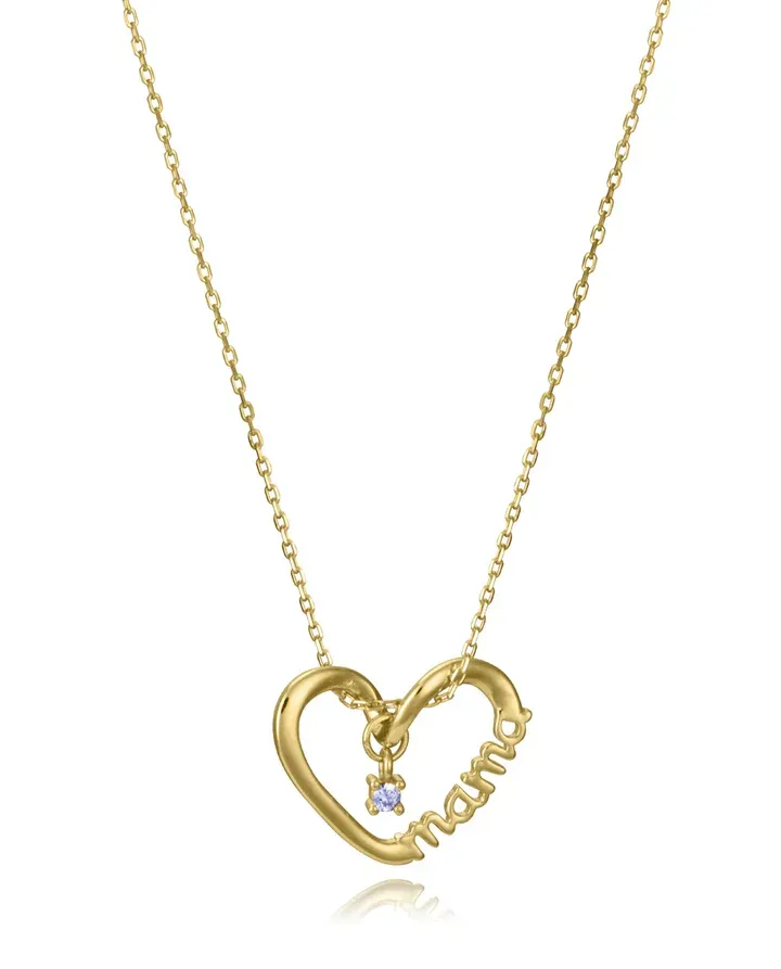 Collar de plata de primera ley con baño de oro con forma de corazón Collar de plata de primera ley con baño de oro con forma de corazón " Mamá"