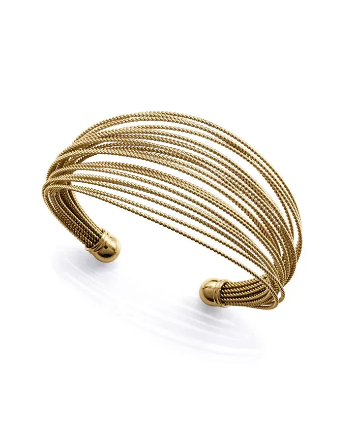 Pulsera de mujer de acero Ip dorado multiples cables Pulsera de mujer de acero Ip dorado multiples cables
