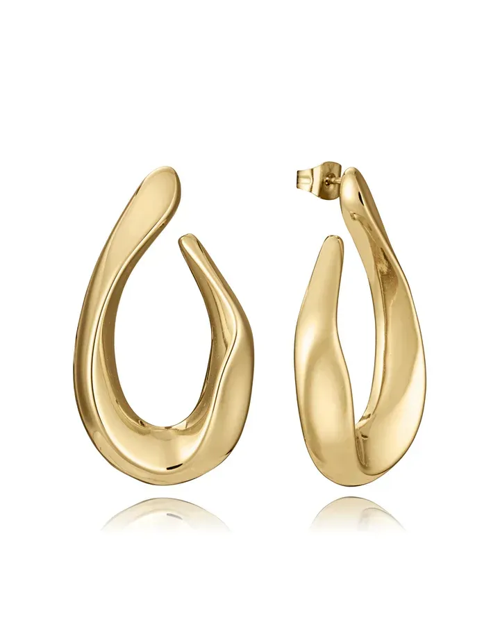 Pendientes de mujer de acero Ip dorado contorno gota Pendientes de mujer de acero Ip dorado contorno gota