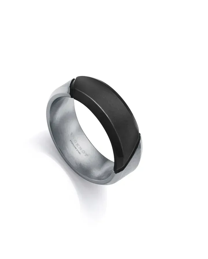 Anillo de hombre de acero Ip negro Anillo de hombre de acero Ip negro