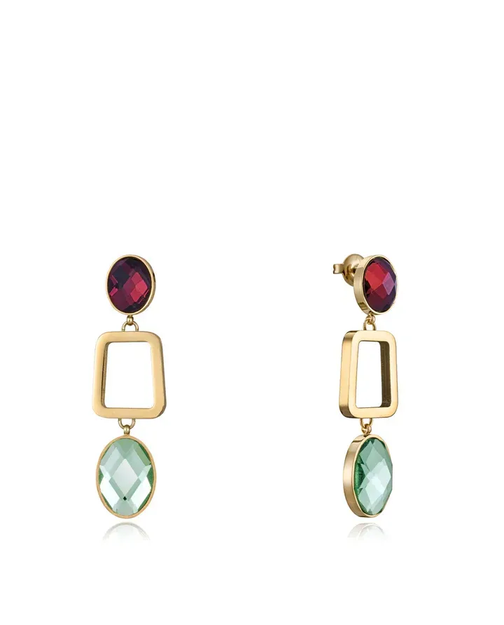 Pendientes Chic de acero en Ip dorado con cristales