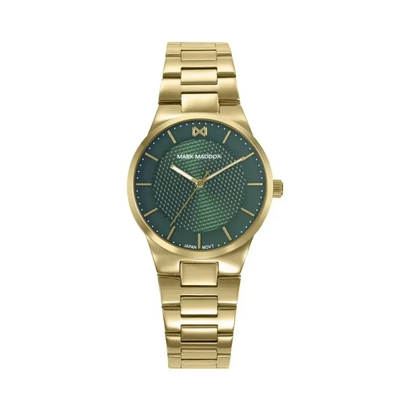 Reloj Mark Maddox mujer acero dorado 32mm con esfera verde
