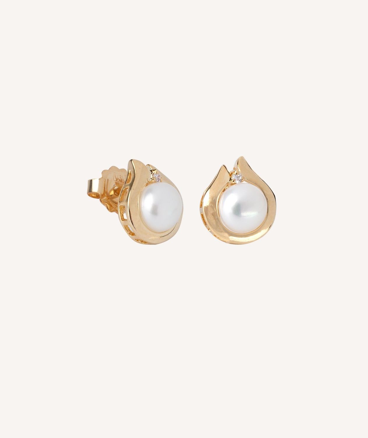 Pendientes circonitas y perla Botón 7mm Pendientes circonitas y perla Botón 7mm