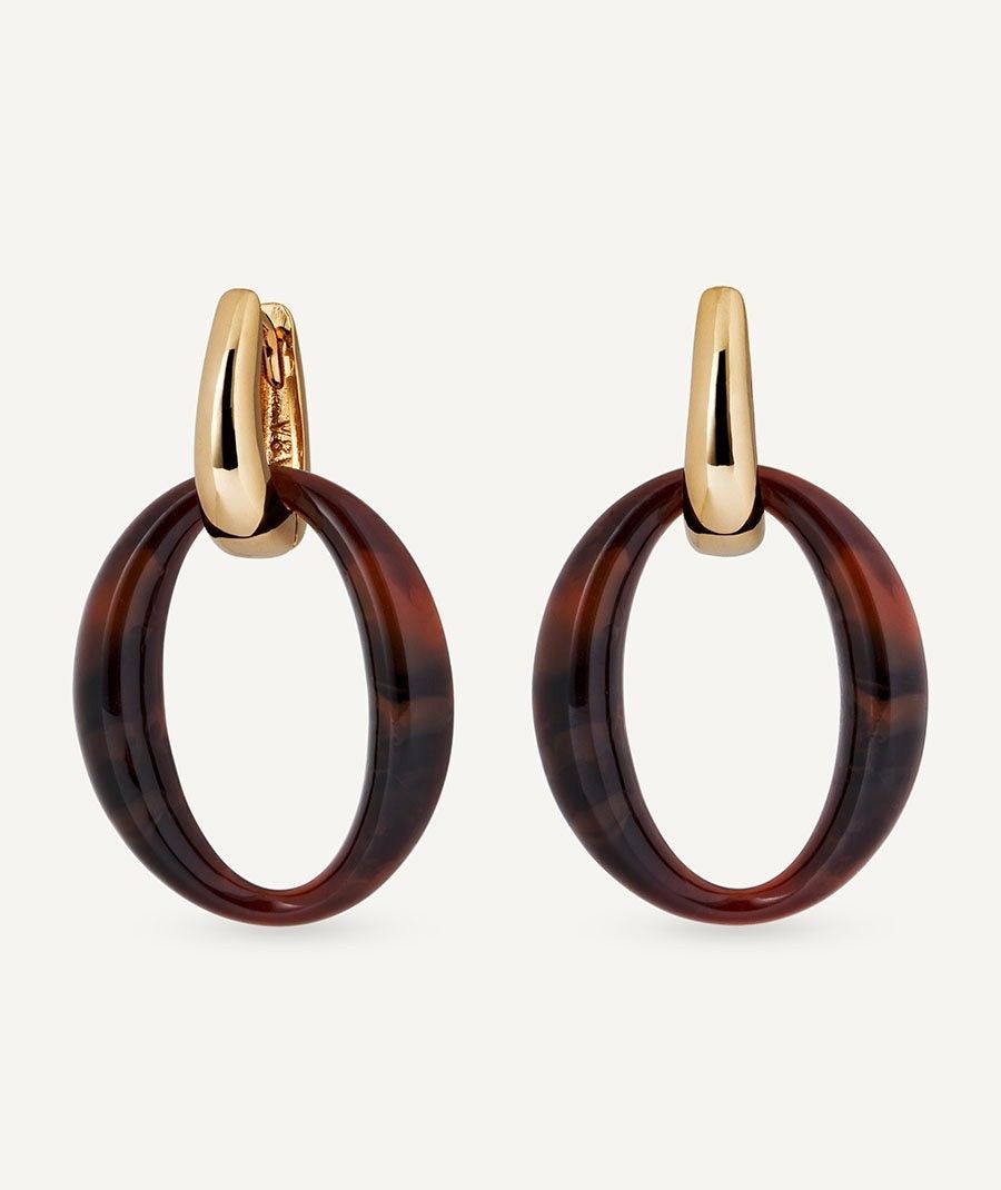 Pendientes de aro con oval Coffee con Acetato y Resina Marrón Pendientes de aro con oval Coffee con Acetato y Resina Marrón