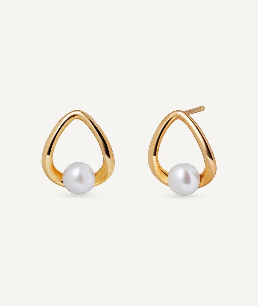Pendientes botón ovales con perla cultivada Pendientes botón ovales con perla cultivada