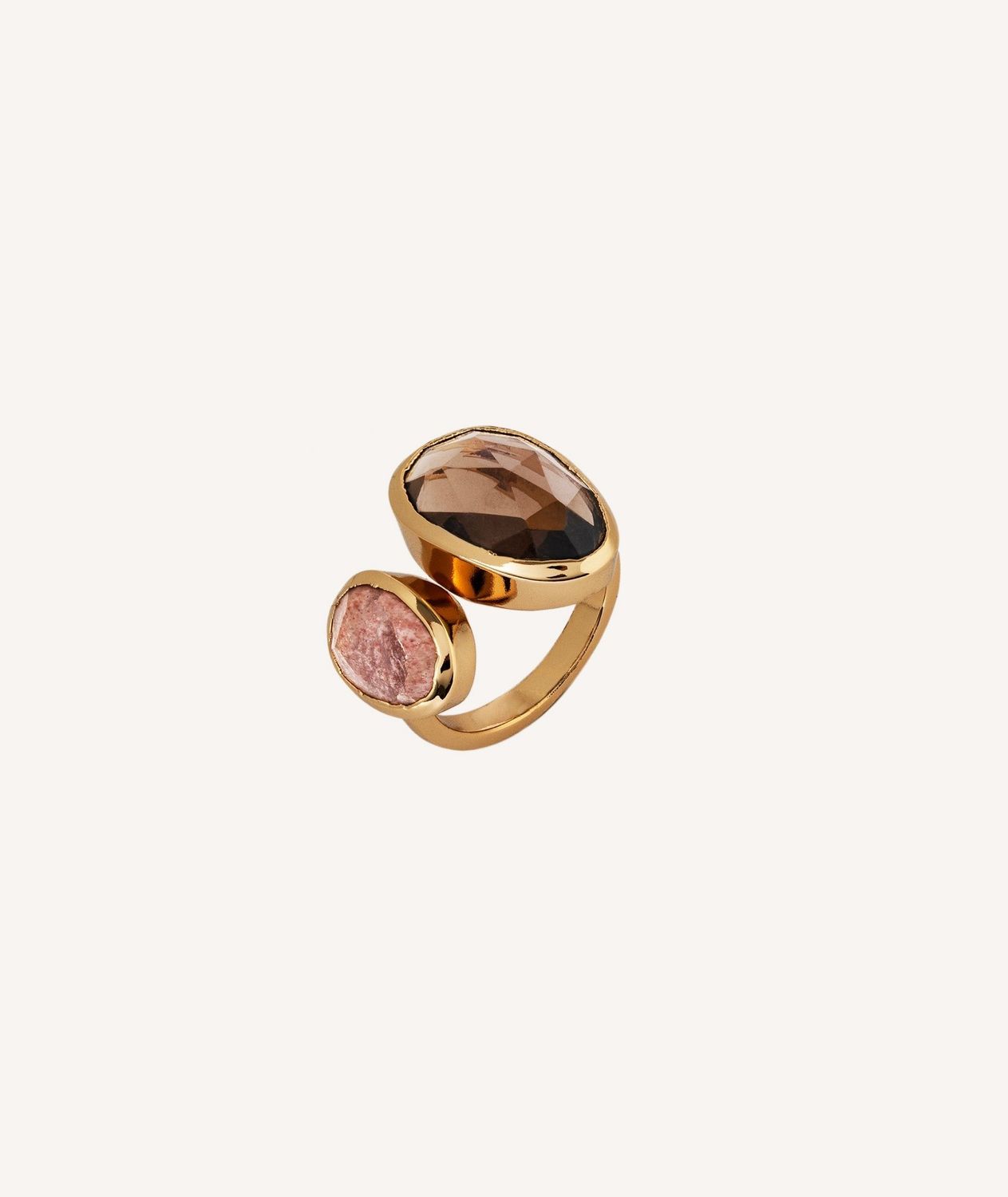 Anillo Rosella con dos piedras naturales de cuarzo Anillo Rosella con dos piedras naturales de cuarzo