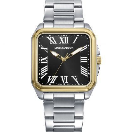Reloj caja bitono de acero e Ip dorado,brazalete de acero,movimiento cuarzo